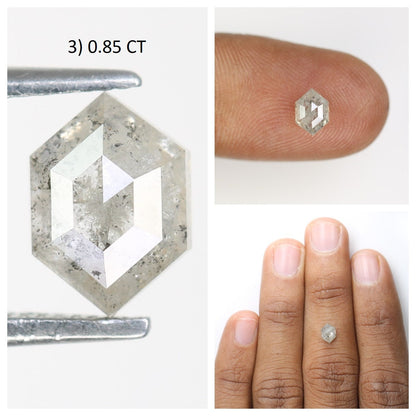 Hexagon Cut Loose Salt and Pepper Diamond | Natural Grey and Black Diamonds for Engagement and Wedding Rings | Unique Gift Gemstones