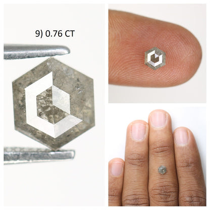 Hexagon Cut Loose Salt and Pepper Diamond | Natural Grey and Black Diamonds for Engagement and Wedding Rings | Unique Gift Gemstones