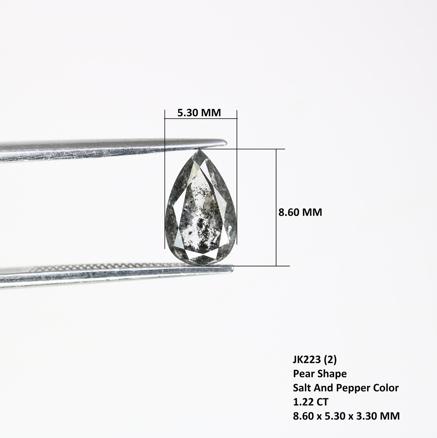 1.22 CT Pear Shape Salt and Pepper Rustic Diamond | Engagement Ring Gem | Wedding Jewelry | Gift for Girlfriend | Anniversary Diamonds