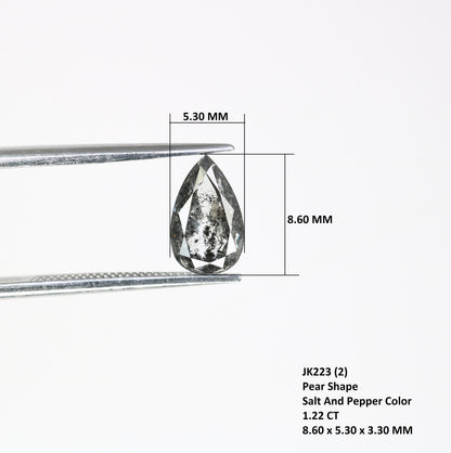 1.22 CT Pear Shape Salt and Pepper Rustic Diamond | Engagement Ring Gem | Wedding Jewelry | Gift for Girlfriend | Anniversary Diamonds