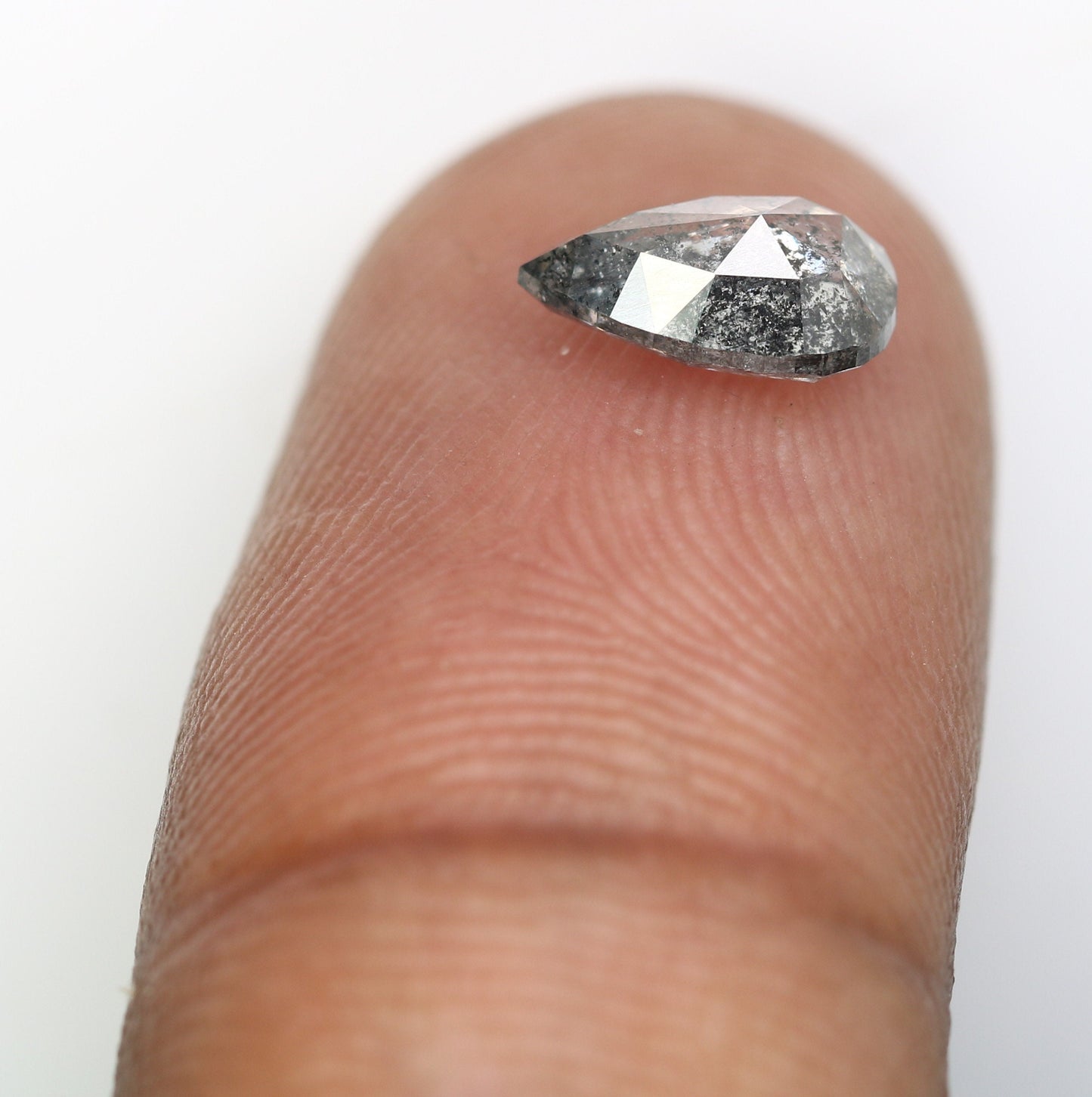 1.22 CT Pear Shape Salt and Pepper Rustic Diamond | Engagement Ring Gem | Wedding Jewelry | Gift for Girlfriend | Anniversary Diamonds