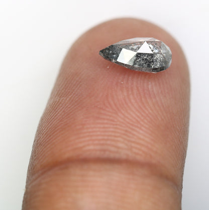 1.22 CT Pear Shape Salt and Pepper Rustic Diamond | Engagement Ring Gem | Wedding Jewelry | Gift for Girlfriend | Anniversary Diamonds