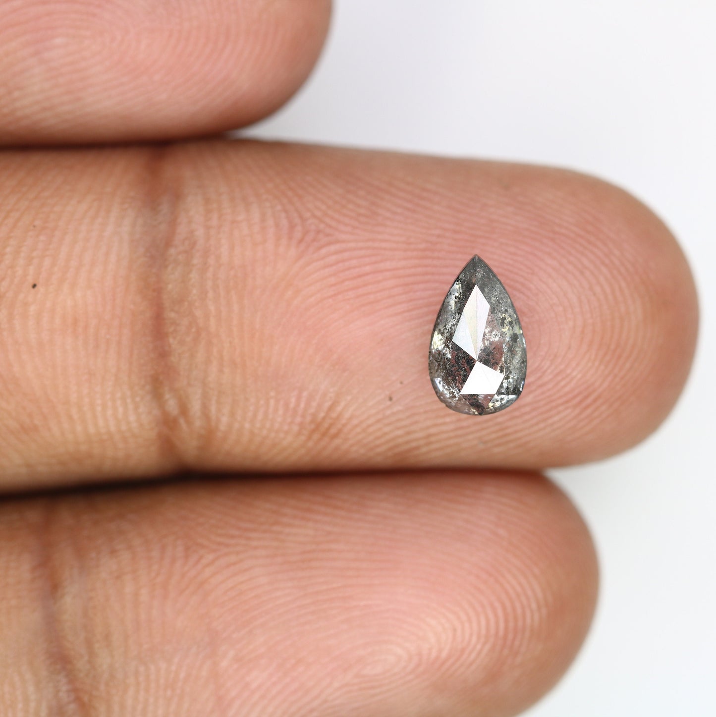 1.22 CT Pear Shape Salt and Pepper Rustic Diamond | Engagement Ring Gem | Wedding Jewelry | Gift for Girlfriend | Anniversary Diamonds