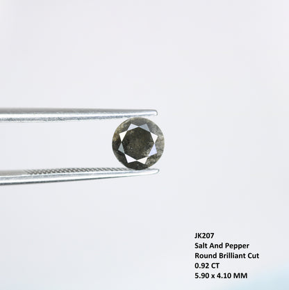 0.92 Carat Loose Round Brilliant Cut Salt and Pepper Galaxy Diamond Ring | Ideal for Custom Gold Engagement Rings or Unique Jewelry Designs