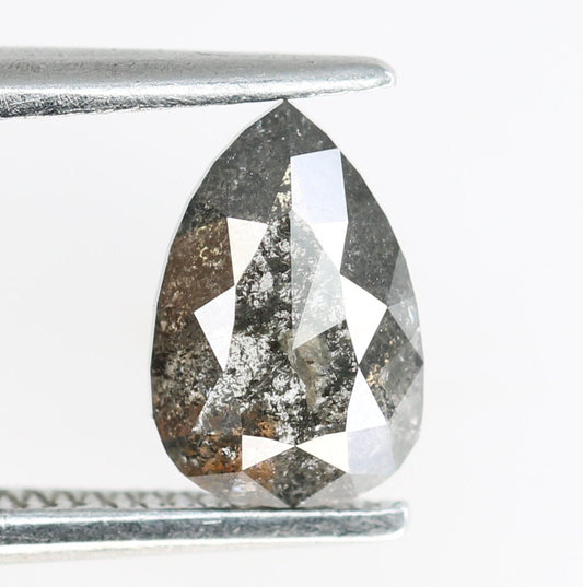 0.79 CT Pear Shape Salt and Pepper Diamond Ring | Unique Gold Ring | Natural Diamond Jewelry