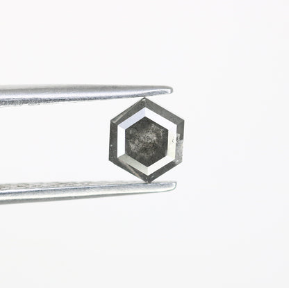 0.87 CT Hexagon Cut Salt and Pepper Diamond - Natural Hexagon Diamond - Salt and Pepper Ring - Gift for Wifey - Gift for mother - jewelry