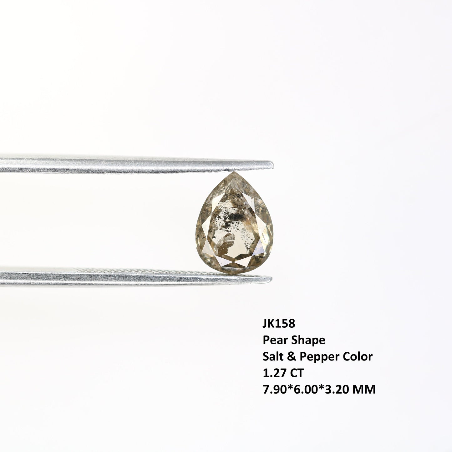 1.27 CT Loose Pear Natural Salt and Pepper Diamond for Pendant | Elegant Wedding Jewelry |Versatile Engagement Ring | Perfect Gift for Women