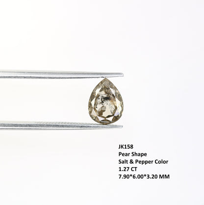 1.27 CT Loose Pear Natural Salt and Pepper Diamond for Pendant | Elegant Wedding Jewelry |Versatile Engagement Ring | Perfect Gift for Women