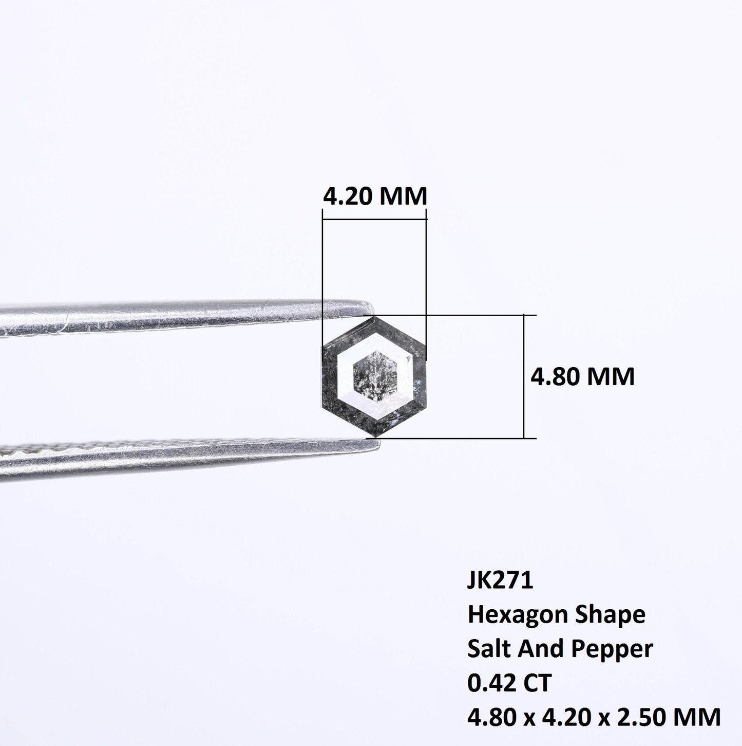 0.42 CT Hexagon Loose Salt and Pepper Diamond - Natural Hexagon Diamond - Salt and Pepper Ring - Gift for Wifey - Gift for mother - Jewlery