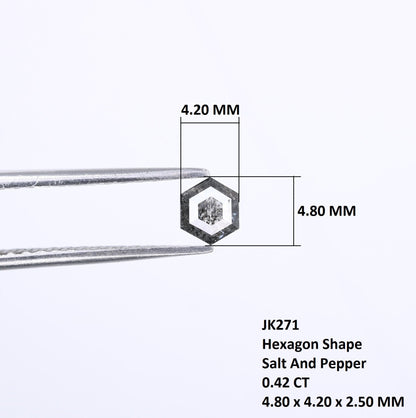 0.42 CT Hexagon Loose Salt and Pepper Diamond - Natural Hexagon Diamond - Salt and Pepper Ring - Gift for Wifey - Gift for mother - Jewlery