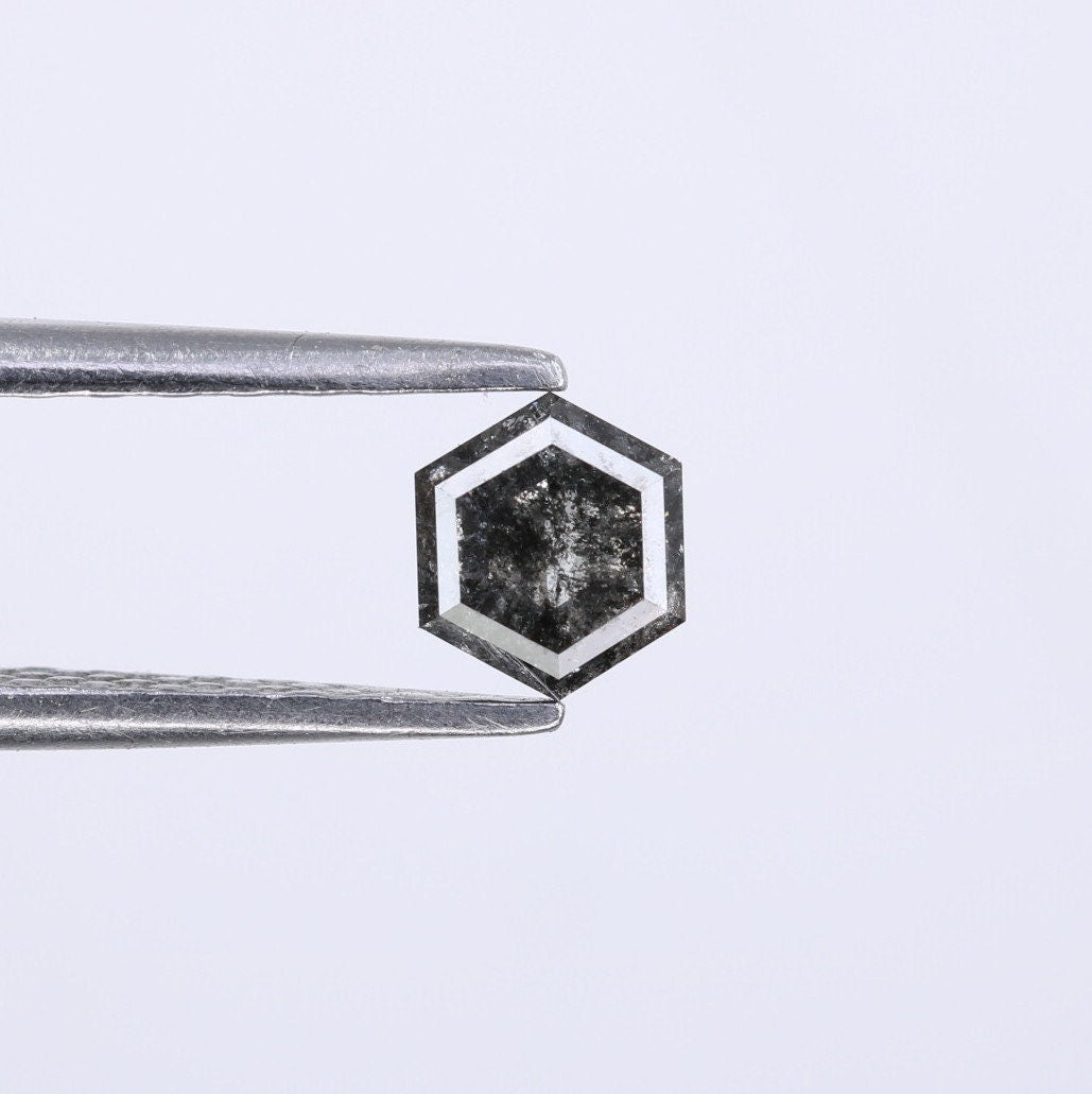 0.42 CT Hexagon Loose Salt and Pepper Diamond - Natural Hexagon Diamond - Salt and Pepper Ring - Gift for Wifey - Gift for mother - Jewlery