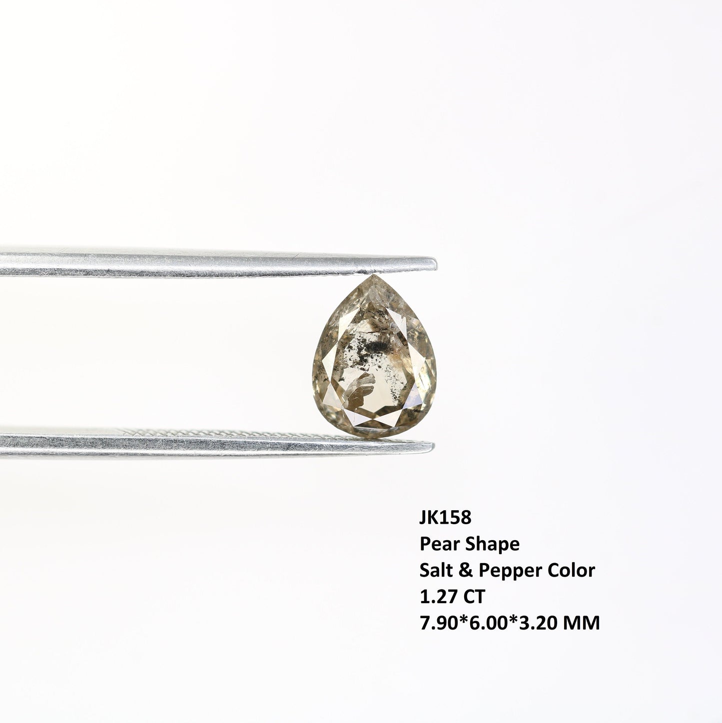1.27 CT Loose Pear Natural Salt and Pepper Diamond for Pendant | Elegant Wedding Jewelry |Versatile Engagement Ring | Perfect Gift for Women