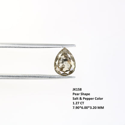 1.27 CT Loose Pear Natural Salt and Pepper Diamond for Pendant | Elegant Wedding Jewelry |Versatile Engagement Ring | Perfect Gift for Women