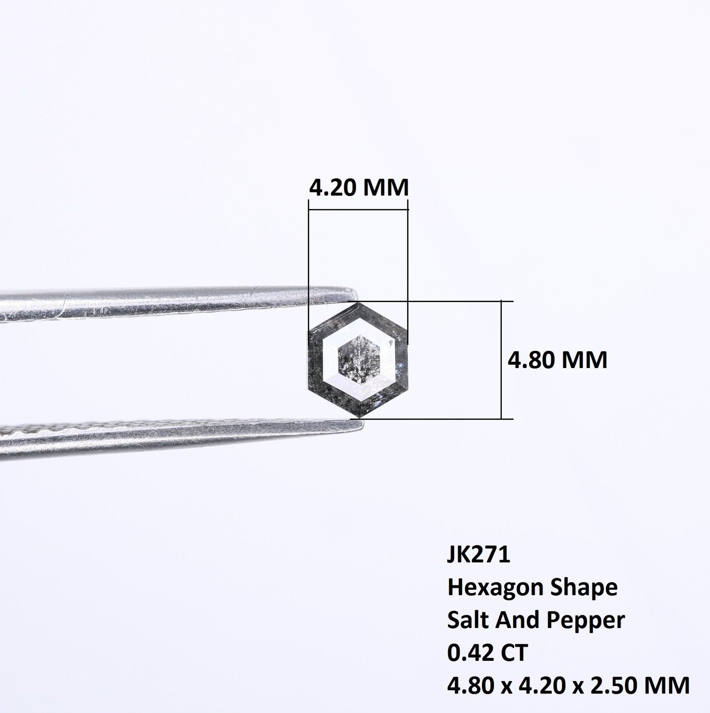 0.42 CT Hexagon Loose Salt and Pepper Diamond - Natural Hexagon Diamond - Salt and Pepper Ring - Gift for Wifey - Gift for mother - Jewlery