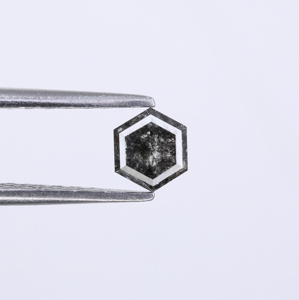 0.42 CT Hexagon Loose Salt and Pepper Diamond - Natural Hexagon Diamond - Salt and Pepper Ring - Gift for Wifey - Gift for mother - Jewlery