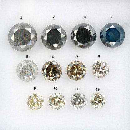 Round Brilliant Cut Salt and Pepper Diamond | Loose Fancy Color Diamonds for Necklaces and Wedding Rings | Unique Gift for Her
