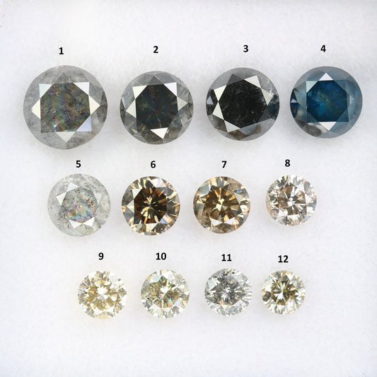 Round Brilliant Cut Salt and Pepper Diamond | Loose Fancy Color Diamonds for Necklaces and Wedding Rings | Unique Gift for Her