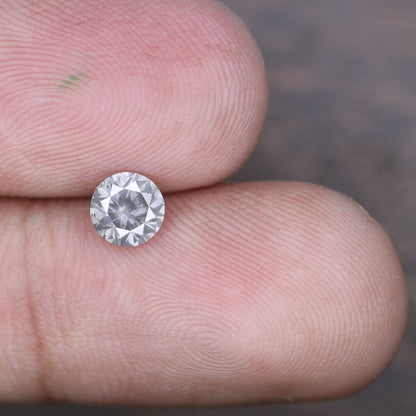 0.61 Carat Salt and Pepper Round Brilliant Cut Natural Diamond | Loose Round Galaxy Diamond | Ideal for Custom Gold Rings or Gifts for Wife