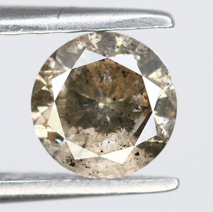 0.69 Carat Round Brilliant Cut Salt and Pepper Diamond | Loose Natural Diamond for Gold Engagement Rings | Unique Custom Jewelry Design