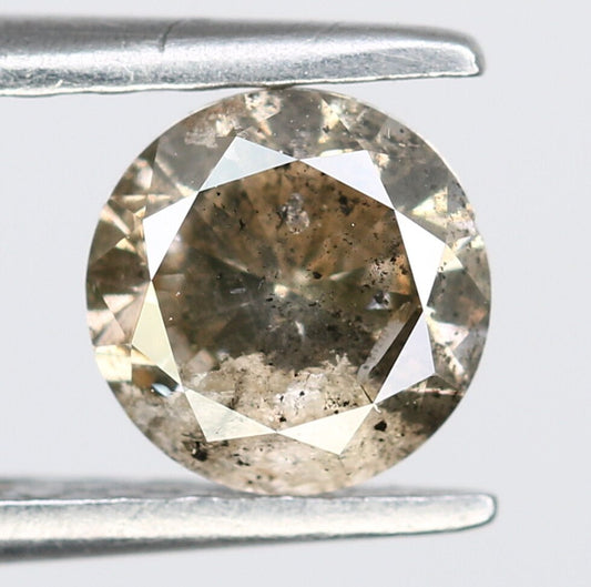 0.69 Carat Round Brilliant Cut Salt and Pepper Diamond | Loose Natural Diamond for Gold Engagement Rings | Unique Custom Jewelry Design