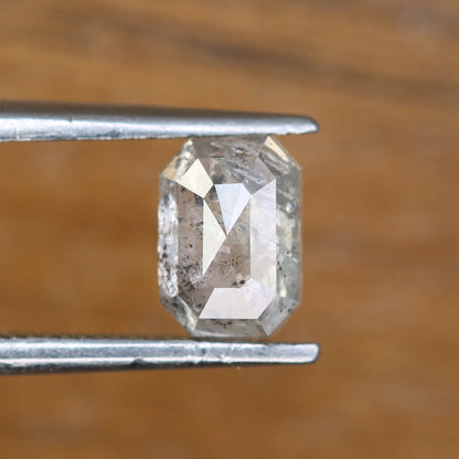 0.86 CT Salt and Pepper Emerald Shape Diamond - Natural Loose Emerald Cut Diamond - Emerald Engagement Ring - LABORDAY Offer