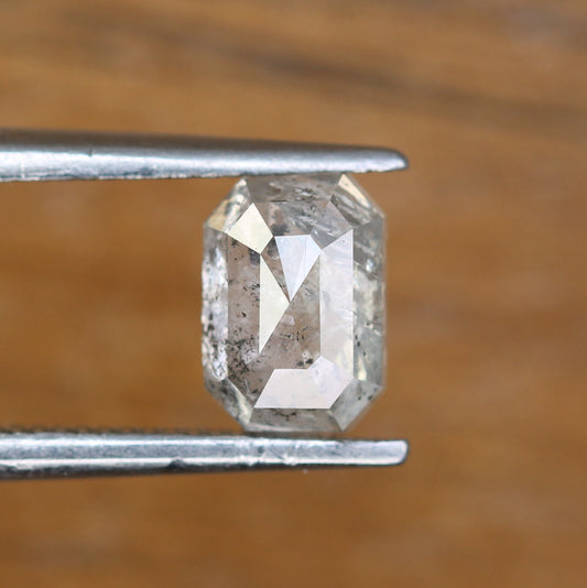 0.86 CT Salt and Pepper Emerald Shape Diamond - Natural Loose Emerald Cut Diamond - Emerald Engagement Ring - LABORDAY Offer