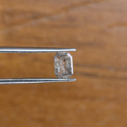 0.86 CT Salt and Pepper Emerald Shape Diamond - Natural Loose Emerald Cut Diamond - Emerald Engagement Ring - LABORDAY Offer