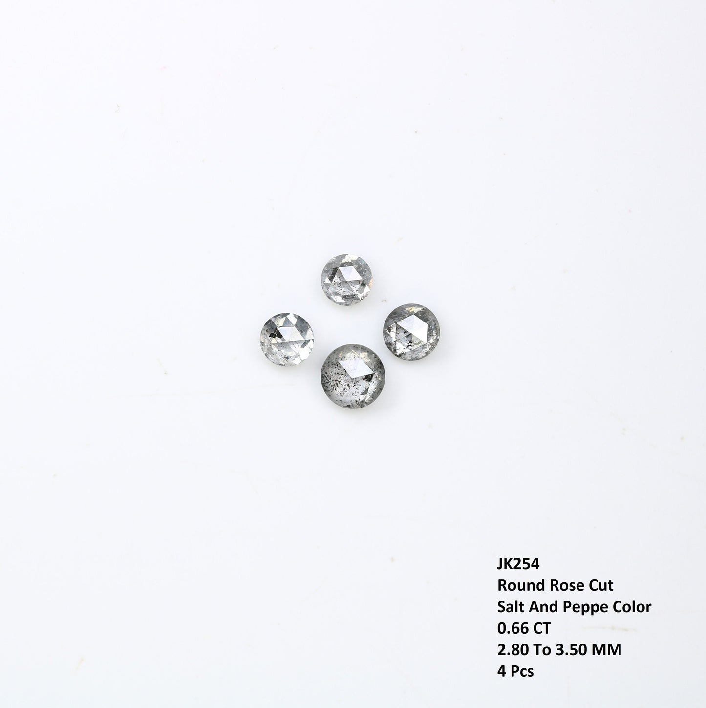 0.66 CT Salt and Pepper Rose Cut Round Diamond For Wedding Necklace l Wedding Anniversary GiftFor Gold Ring Diamonds