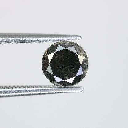 0.74 Carat Natural Black Loose Round Brilliant Cut Salt and Pepper Galaxy Diamond | Ideal for Earrings, Rings, Pendants, and Necklaces