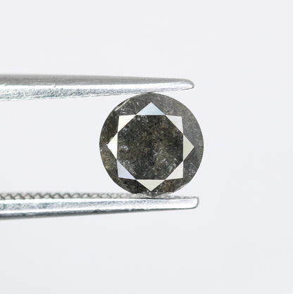 0.70 Carat Natural Round Black Brilliant Cut Salt and Pepper Diamond | Loose Gem for Jewelry Making | Wholesale Price for Earrings, Necklace