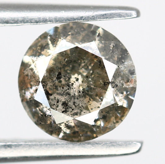 Salt and Pepper Round Brilliant Cut Diamond | Transparent with Excellent Sparkle | Ideal for Gold Engagement Rings