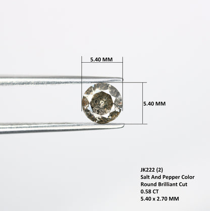 Salt and Pepper Round Brilliant Cut Diamond | Transparent with Excellent Sparkle | Ideal for Gold Engagement Rings