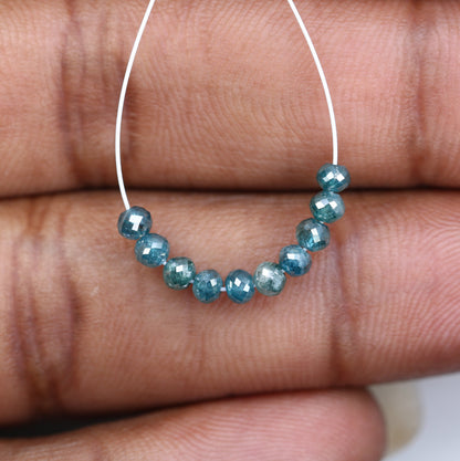 2.22 CT Blue Diamond Beads | AAA Quality Faceted Loose Gems for Artisan Necklaces | Ideal for Crystal Jewelry Making Unique Handmade Crafts