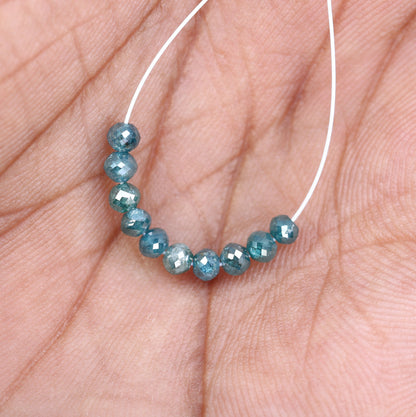 2.22 CT Blue Diamond Beads | AAA Quality Faceted Loose Gems for Artisan Necklaces | Ideal for Crystal Jewelry Making Unique Handmade Crafts