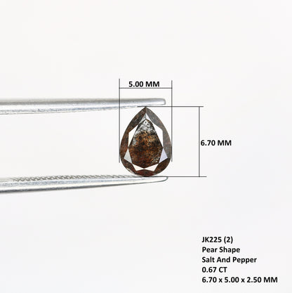 LOOSE PEAR DIAMOND | Natural salt and pepper brilliant cut diamondFor Gold Ring Diamonds