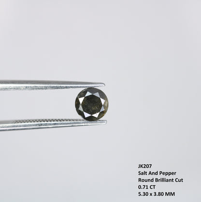 0.71 Carat Natural Salt and Pepper Round Brilliant Cut Loose Galaxy Diamond | Ideal for Jewelry Making | Wholesale Price for Custom Designs