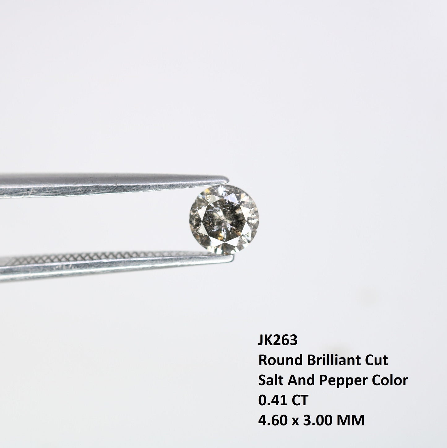 0.41 Carat Round Brilliant Cut Salt and Pepper Diamond | Ideal for Custom Gold Rings | Unique Engagement or Wedding Jewelry