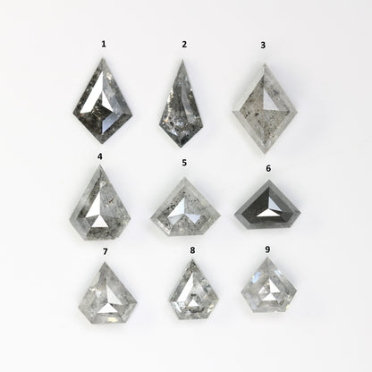 Natural Kite Shape Salt and Pepper Diamond | Loose Black and Grey Kite Cut Gemstone for Rings | Sale on Unique Diamonds