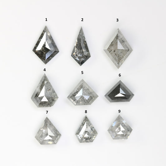 Natural Kite Shape Salt and Pepper Diamond | Loose Black and Grey Kite Cut Gemstone for Rings | Sale on Unique Diamonds