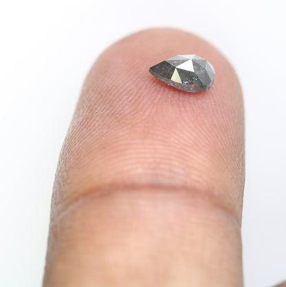 0.59 CT Salt And Pepper Diamond Pear Dainty RingFor Gold Ring Diamonds