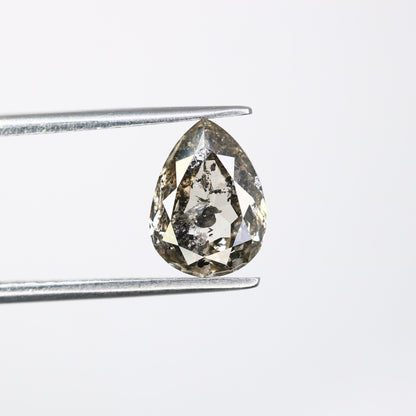 1.64 CT 9.2mm Pear Shape Salt and Pepper Polished Diamond Ring | Stunning Diamond Pendant | Perfect Gift for Wife or Sister |