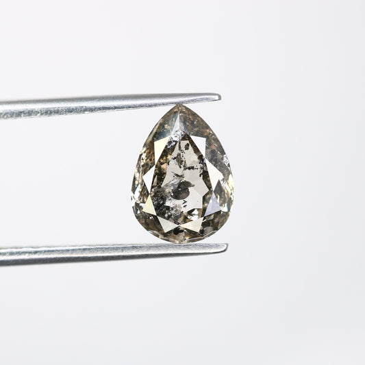 1.64 CT 9.2mm Pear Shape Salt and Pepper Polished Diamond Ring | Stunning Diamond Pendant | Perfect Gift for Wife or Sister |