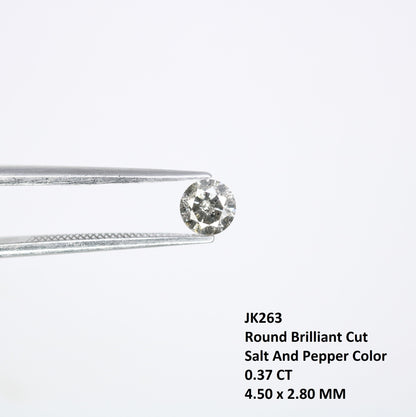 0.37 Carat Round Brilliant Cut Salt and Pepper Diamond | Perfect for Custom Gold Rings | Unique Engagement or Wedding Jewelry
