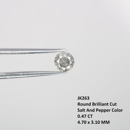 0.47 Carat Round Brilliant Cut Salt and Pepper Diamond | Ideal for Custom Gold Rings | Unique Engagement or Wedding Jewelry