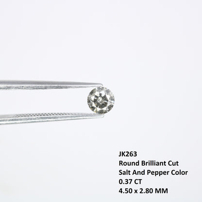 0.37 Carat Round Brilliant Cut Salt and Pepper Diamond | Perfect for Custom Gold Rings | Unique Engagement or Wedding Jewelry