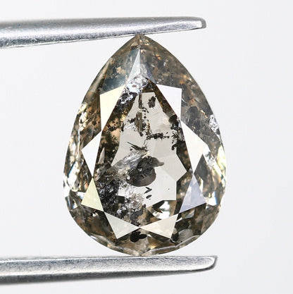 1.64 CT 9.2mm Pear Shape Salt and Pepper Polished Diamond Ring | Stunning Diamond Pendant | Perfect Gift for Wife or Sister |