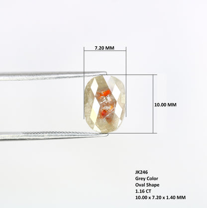 1.16 CT Oval Slice Grey Diamond - Perfect for Gold Rings & Unique, Elegant Jewelry Designs