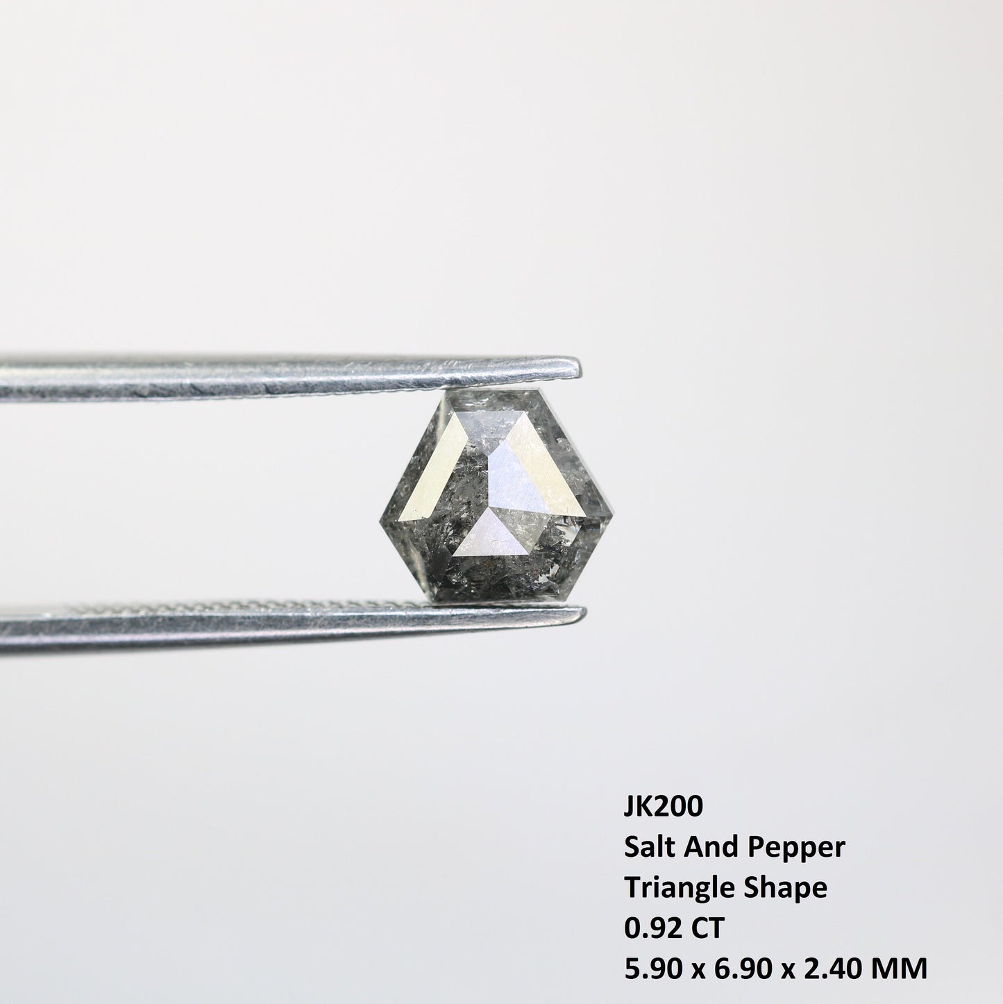 0.92 CT Salt and Pepper Natural Loose Diamond, Triangle Cut for Handmade Necklace Pendant, Diamond Bracelet Engagement Gold Ring For Women