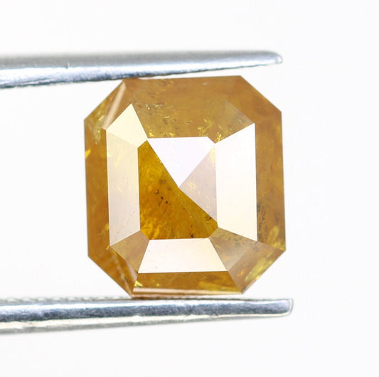 2.61 CT Fancy Yellow Salt and Pepper Emerald Shape Diamond - Natural Loose Emerald Cut Diamond - Emerald Engagement Ring - LABORDAY Offer