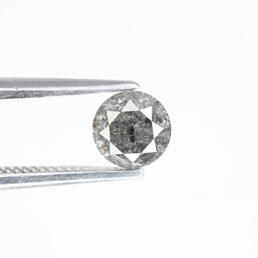 0.49 Carat Salt and Pepper Round Loose Diamond | Ideal for Custom Gold Rings | Unique Loose Diamond for Engagement or Wedding Jewelry